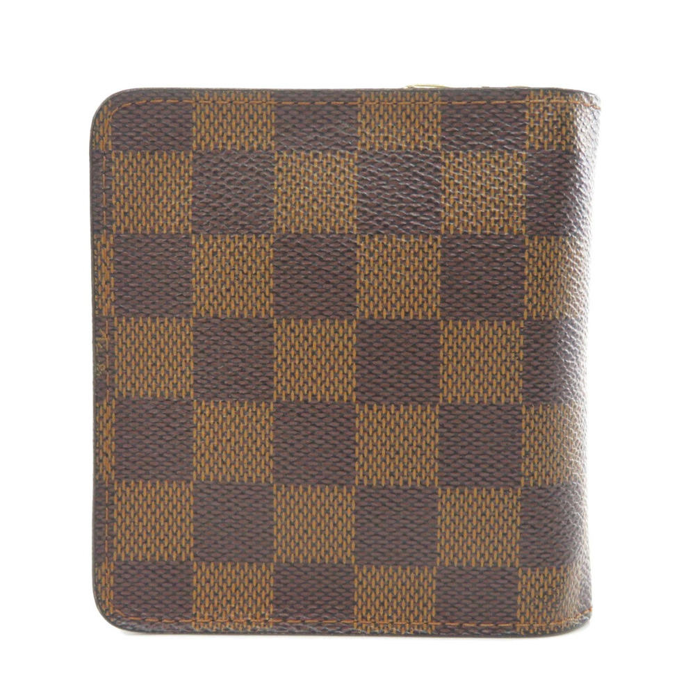 Louis Vuitton Damier fold Bi Compact Zip Wallet Brown Ebene Canvas